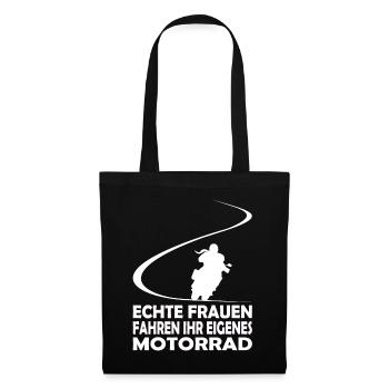 Echte Frauen fahren ihr eigenes Motorrad Bikerin - Stoffbeutel - Schwarz - Vorne