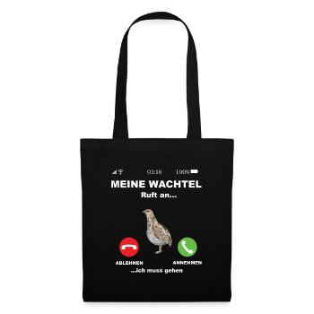 Wachtel Wachtelzüchter Rebhuhn Wachtelhenne - Stoffbeutel - Schwarz - Vorne