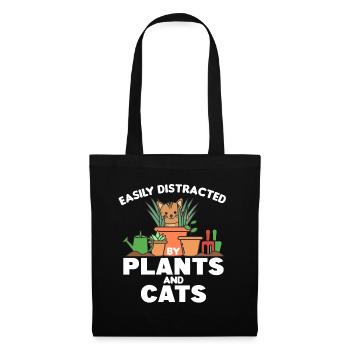 Easily distracted by plants and cats doux - Sac en tissu - noir - Devant