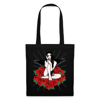 Black Angel Red Roses Fantasy Heavenly Dark - Sac en tissu - noir - Devant