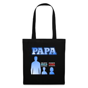 Vater 2 Kinder Sohn Tochter Vatertag Geschenk - Stoffbeutel - Schwarz - Vorne