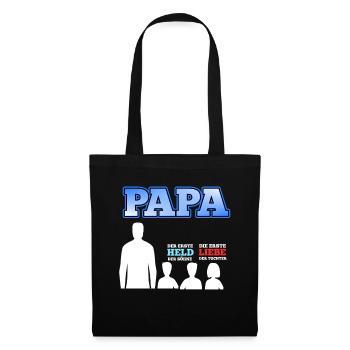 Vater 3 Kinder Sohn Tochter Vatertag Geschenk - Stoffbeutel - Schwarz - Vorne
