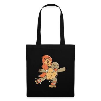 Turtle with sloth on roller skates - Tote Bag - black - Front