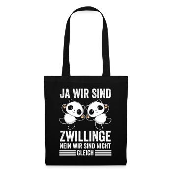 Zwillinge Geschwister Zwilling - Stoffbeutel - Schwarz - Vorne