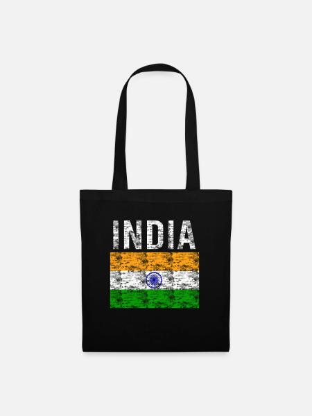 Indien Flagge Vintage - Stoffbeutel - Schwarz