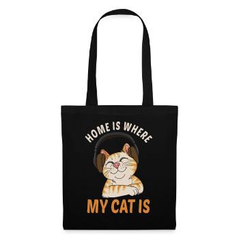 Home is where my cat is chat is ma maison - Sac en tissu - noir - Devant