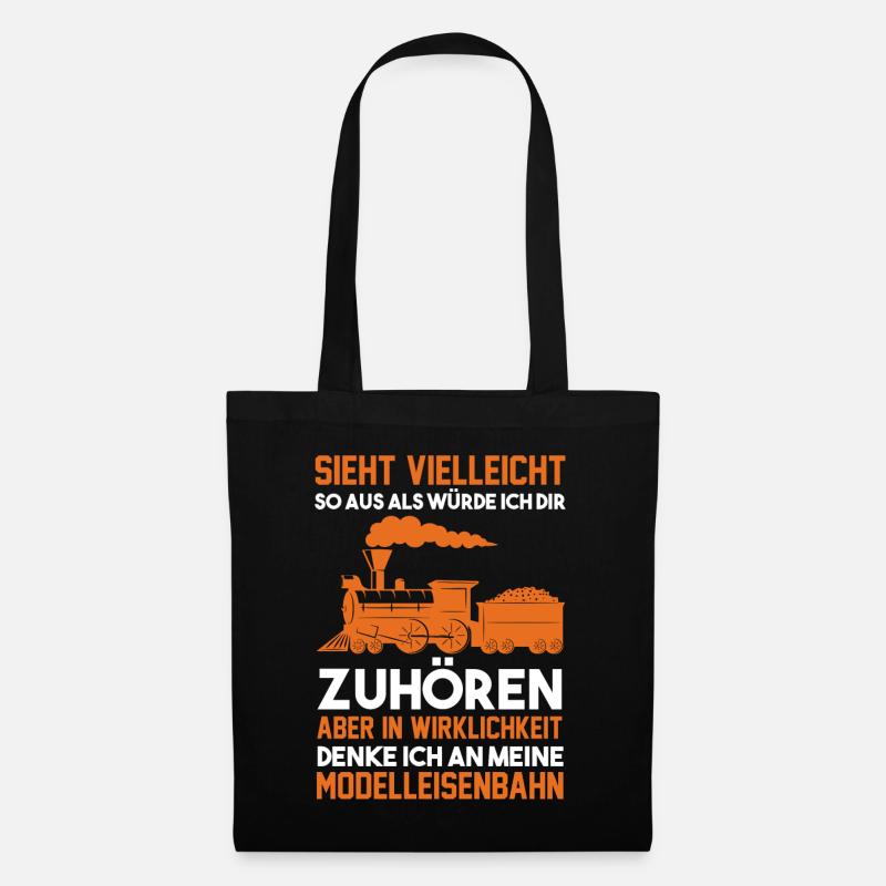 Modellbahner Eisenbahn Dampflok Lokomotive Modellz - Stoffbeutel - Schwarz