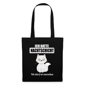 Nachtschicht Lustige Sprüche Katze Krankenpfleger - Stoffbeutel - Schwarz - Vorne