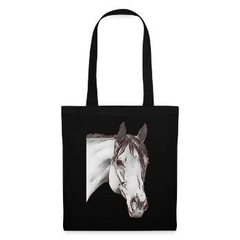 Fille cheval tête d’animaux motif animal - Sac en tissu - noir - Devant