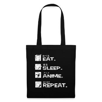 Eat Sleep Anime Repeat - Kawaii Otaku Japan Kanji - Tote Bag - black - Front