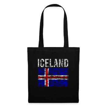 Island Flagge Vintage - Stoffbeutel - Schwarz - Vorne
