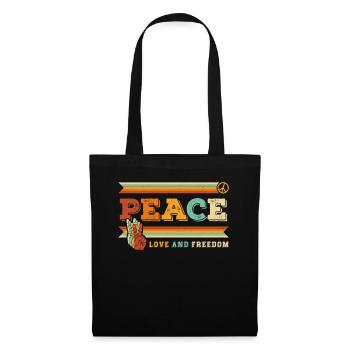 Frieden Liebe Freiheit Peace Hand Finger Zeichen - Stoffbeutel - Schwarz - Vorne