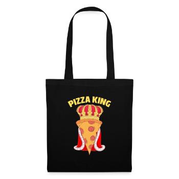 Pizza King. Pizza with crown and cape. - Tote Bag - black - Front