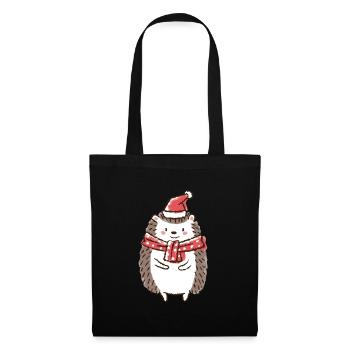 Noël hérissons noël casquette père Noël - Sac en tissu - noir - Devant