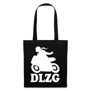 DLZG Motorradfahrerin Die Linke zum Gruß Motorrad - Stoffbeutel - Schwarz - Vorne