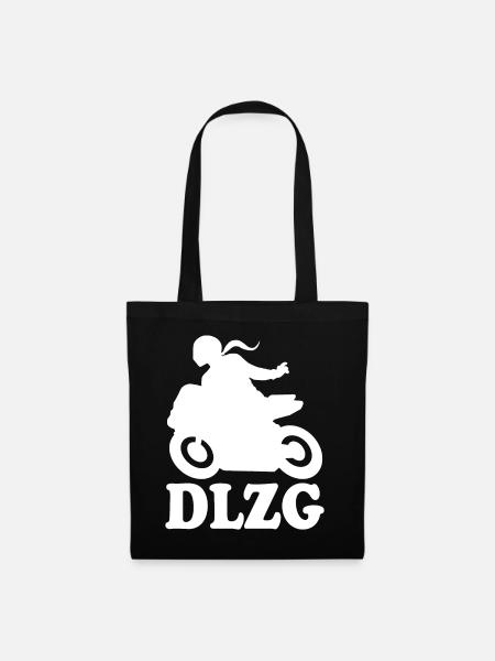 DLZG Motorradfahrerin Die Linke zum Gruß Motorrad - Stoffbeutel - Schwarz