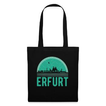 Erfurt City Stadt Thüringen Dom Skyline - Stoffbeutel - Schwarz - Vorne