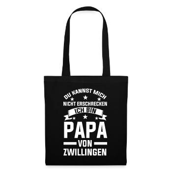 Zwillingspapa Vater Zwillinge Zwillingseltern - Stoffbeutel - Schwarz - Vorne