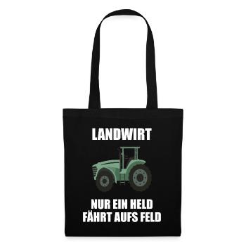 Traktor Landwirt Nur ein Held Fährt Aufs Feld - Stoffbeutel - Schwarz - Vorne