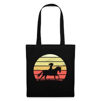 Rétro fille cheval - Sac en tissu - noir - Devant