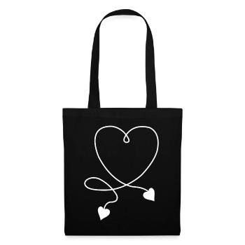 Cœur de cœur - Sac en tissu - noir - Devant