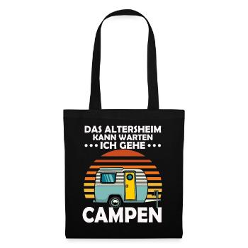 Camping Wohnwagen Urlaub Camper Wohnmobil Camping - Stoffbeutel - Schwarz - Vorne
