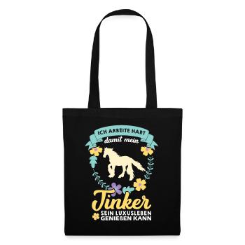 Irish Tinker Gypsy Cob Pferd Pferdemädchen - Stoffbeutel - Schwarz - Vorne