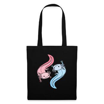Axolotl Yin Yang Kawaii Mexican Fish Animal - Tote Bag - black - Front