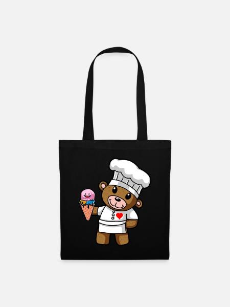 Teddy Eiscreme Konditor Süßigkeiten Eisdiele Kind - Stoffbeutel - Schwarz