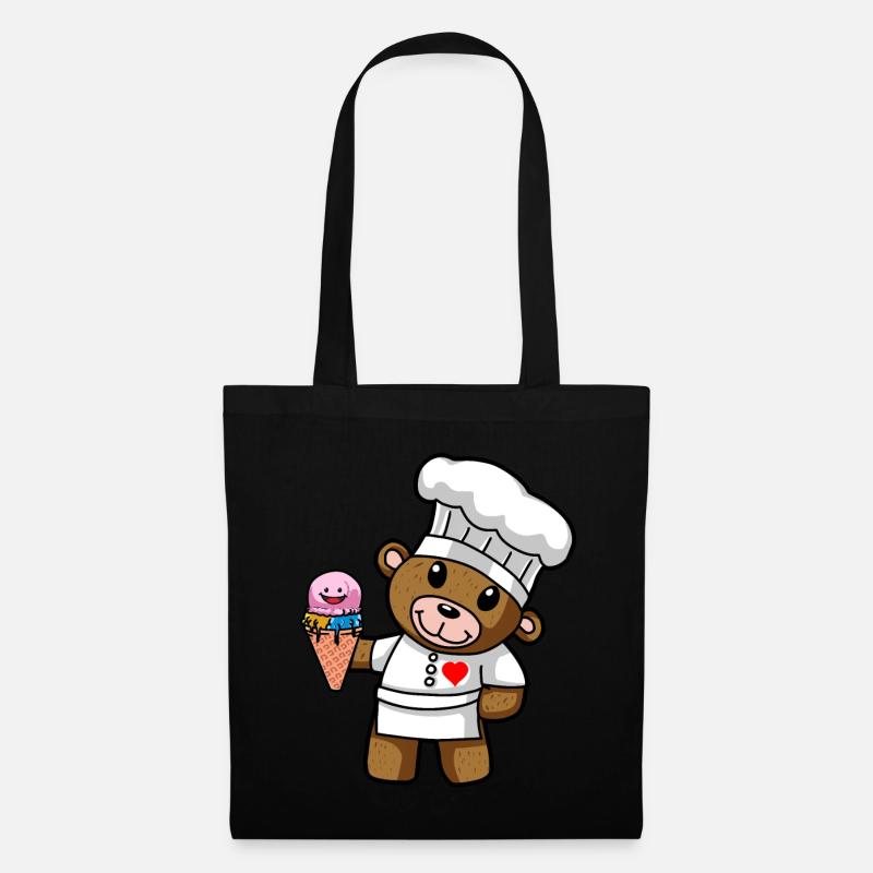 Teddy Eiscreme Konditor Süßigkeiten Eisdiele Kind - Stoffbeutel - Schwarz