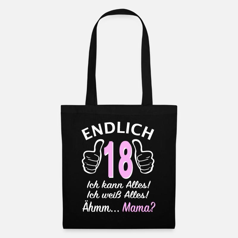 Endlich 18 Ich kann alles - 18. Geburtstag Mädchen - Stoffbeutel - Schwarz