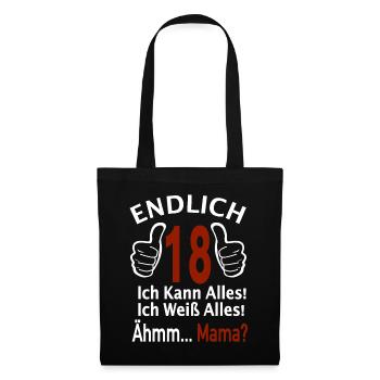 Endlich 18 Ich kann alles 18. Geburtstag 18 Jahre - Stoffbeutel - Schwarz - Vorne