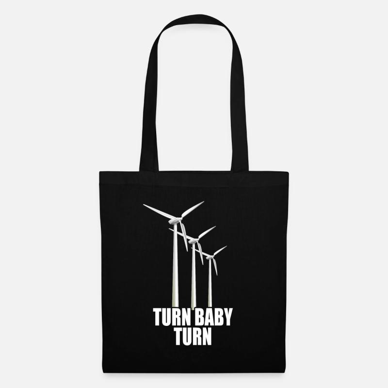 Windrad Turn Baby Turn Windkraft Strom Erneuerbare - Stoffbeutel - Schwarz