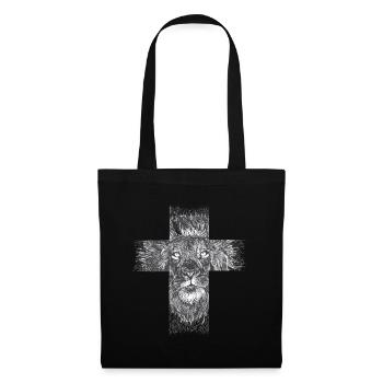 Lion Croix Savane désert Roi Lion - Sac en tissu - noir - Devant