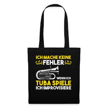 Tuba Tubist Posaunenspieler Musiker - Stoffbeutel - Schwarz - Vorne