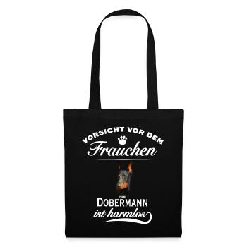 Vorsicht vor dem Frauchen - Dobermann Design - Stoffbeutel - Schwarz - Vorne