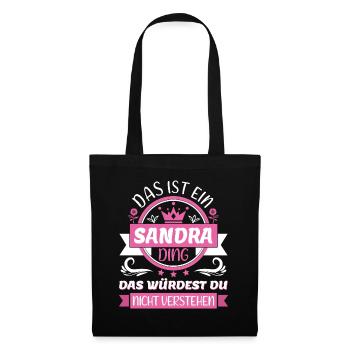 Sandra Name Vorname Namenstag Namensgeschenk - Stoffbeutel - Schwarz - Vorne