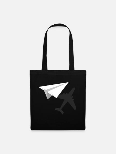 Paper Plane Aircraft Pilot Co-pilot Airplane Aviat - Stoffbeutel - Schwarz