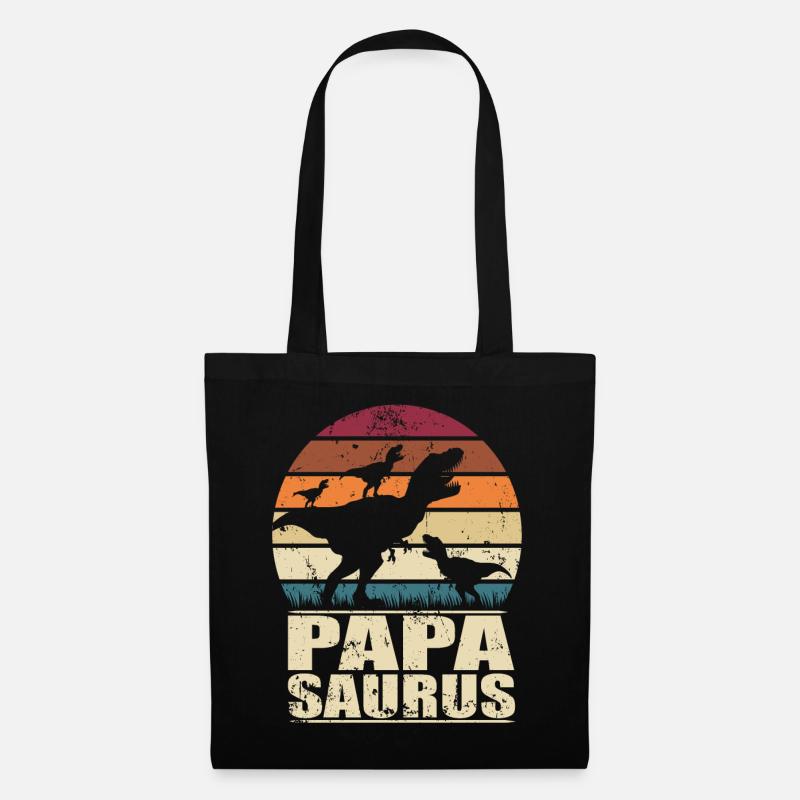 Papasaurus Dinosaurier Drillinge Vater Trex Dino - Stoffbeutel - Schwarz