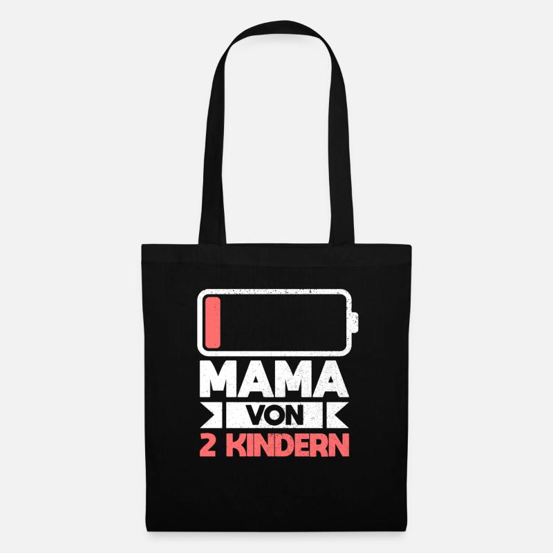 Mama von 2 Kindern zweifache Mutter Zwillingsmama - Stoffbeutel - Schwarz