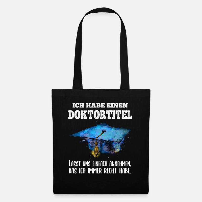 Doktorhut Doktor Doktortitel zur Promotion - Stoffbeutel - Schwarz