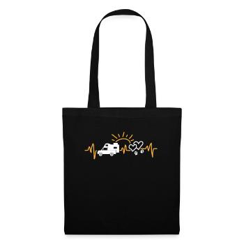 Pickup cabine de camping battement de coeur avec chien - Sac en tissu - noir - Devant
