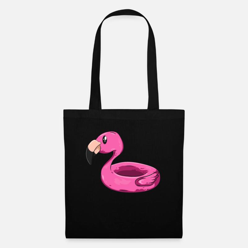 Flamingo Schwimmring - Stoffbeutel - Schwarz