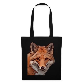 Fuchs Füchse Fuchsmotiv Tiergesicht Tier - Stoffbeutel - Schwarz - Vorne