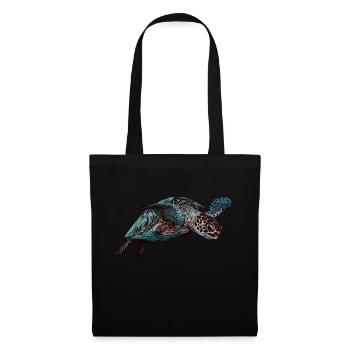 Tortue motif animal animal motif animal - Sac en tissu - noir - Devant