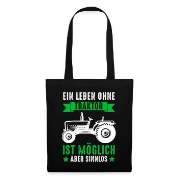 Traktor Trecker Landwirtschaft Bauer Landwirt - Stoffbeutel - Schwarz - Vorne