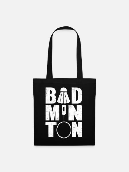 Badminton Federball Badmintonschläger Geschenk - Stoffbeutel - Schwarz