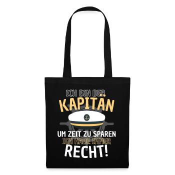 Kapitän Spruch Herren Boot Segler Nautik Motorboot - Stoffbeutel - Schwarz - Vorne
