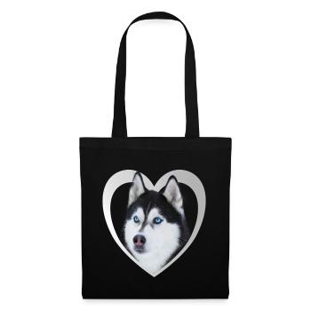 I Love my Husky - Hund Herz - Husky - Stoffbeutel - Schwarz - Vorne
