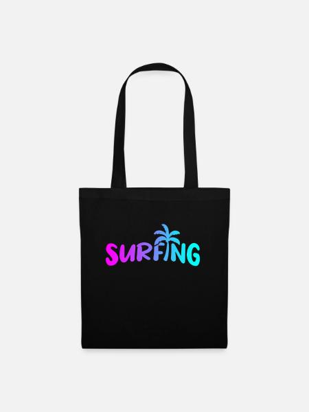 Surfing Retro - Stoffbeutel - Schwarz